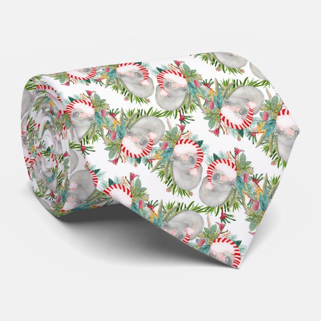 Corbata Blanca de Navidad Koala (Enrollado)