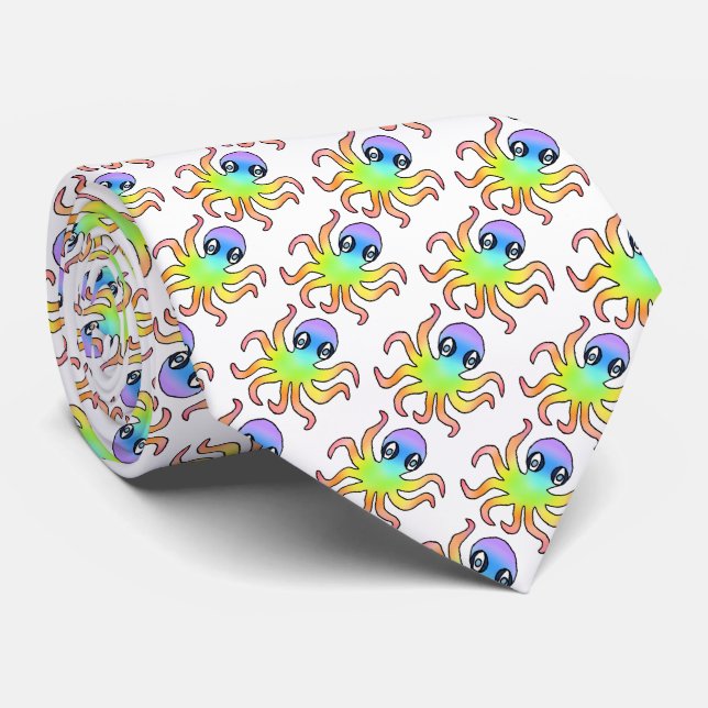Corbata (blanca) - Pulpo Arcoíris (Enrollado)