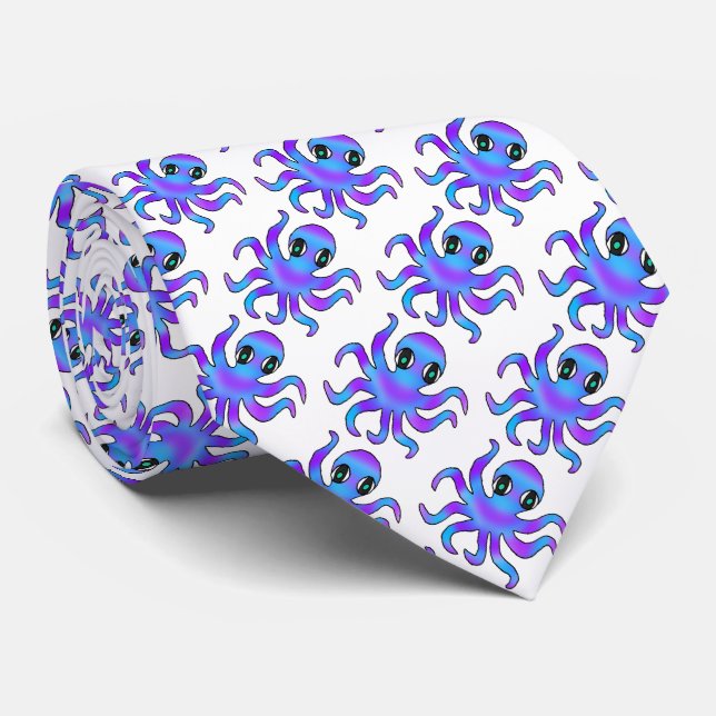 Corbata (blanca) - Pulpo azul violeta (Enrollado)
