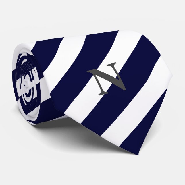 Corbata blanco azul marino moderno (Enrollado)