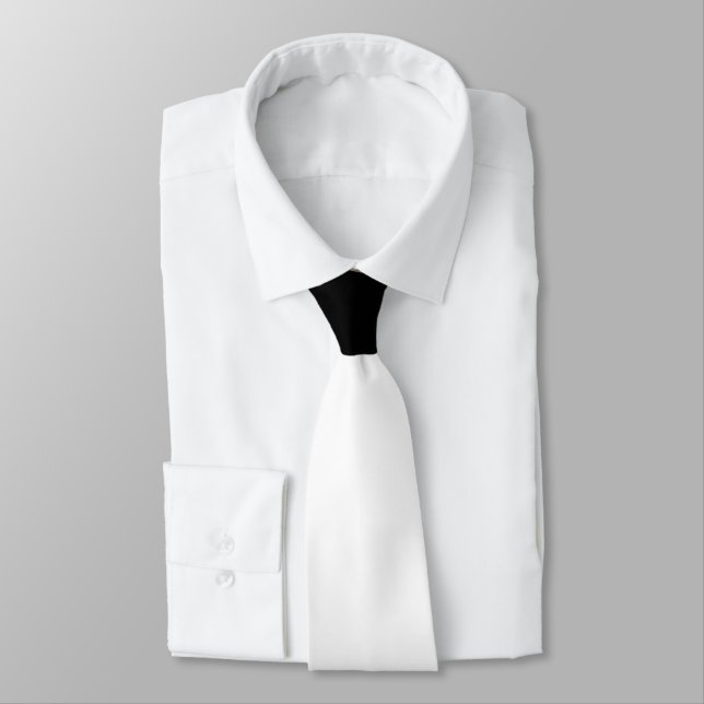 Corbata Blanco con contraste del nudo negro (Atado)