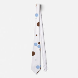 Corbata Blanco con puntos azules y marrones