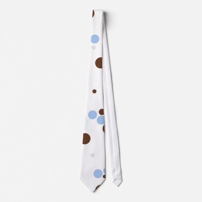 Corbata Blanco con puntos azules y marrones (Anverso)