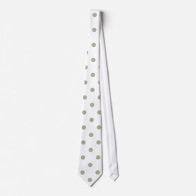 Corbata Blanco con puntos verdes sabios (Navidades 1) (Anverso)