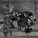 Corbata Blanco Damasco Boda floral negro de cuello<br><div class="desc">Una dramática corbata de cuello de boda blanco y negro con damasco floral blanco y negro mezclado con florales de color negro y gris. Hace una perfecta corbata de cuello para novio y novio.</div>