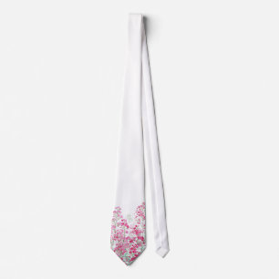 Corbata Blanco Floral con Estampado de Flores Silvestres R