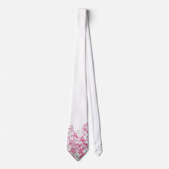 Corbata Blanco Floral con Estampado de Flores Silvestres R (Anverso)