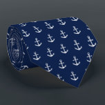 Corbata Blanco náutico de la marina de guerra el | del<br><div class="desc">Un lazo oscuro único de la marina de guerra que ofrece una marina de guerra elegante y un modelo blanco del ancla.</div>