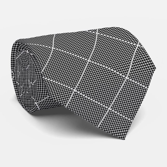 CORBATA BLANCO NEGRO VERIFICADO ABSTRACTO TIE (Enrollado)