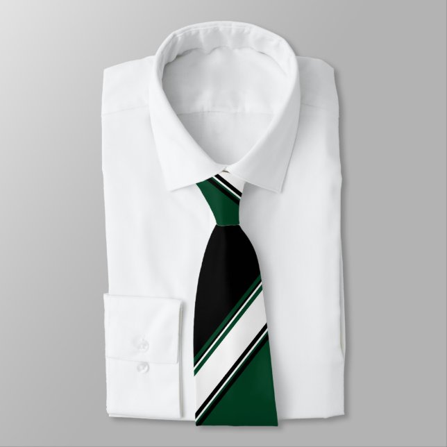 Corbata Blanco Negro y Evergreen II (Atado)