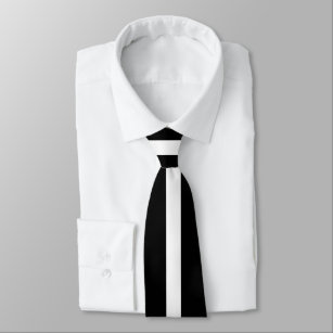 Corbata Blanco simple en negro a rayas