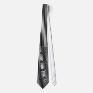 Corbata Blanco y negro rayado del lazo con las motos