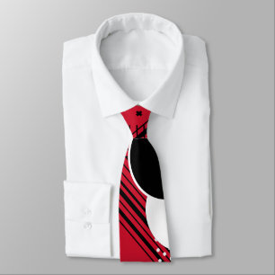 Corbata Blanco y negro rojo abstracto de Geo