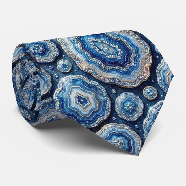Corbata Bling & Sparkle | Collar de Geoda Azul Océano de L (Enrollado)