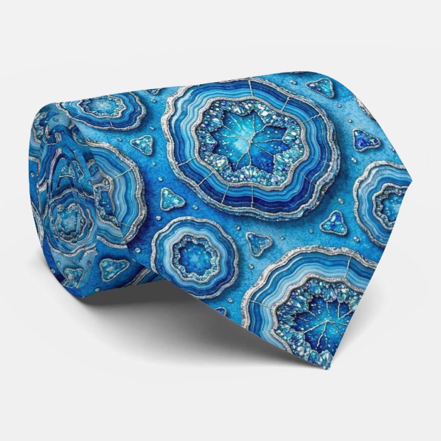 Corbata Bling & Sparkle | Lujozo Collar de Geoda Azul Océa (Enrollado)