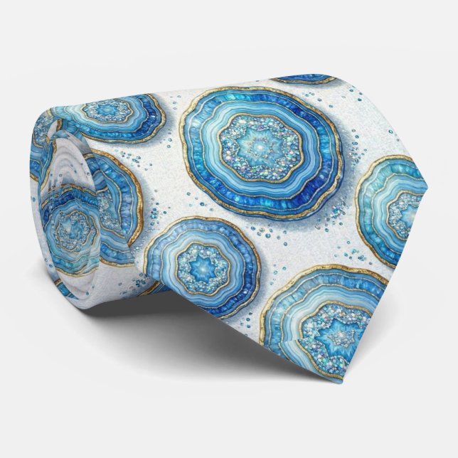 Corbata Bling & Sparkle | Lujozo Collar de Geoda Azul Oceá (Enrollado)