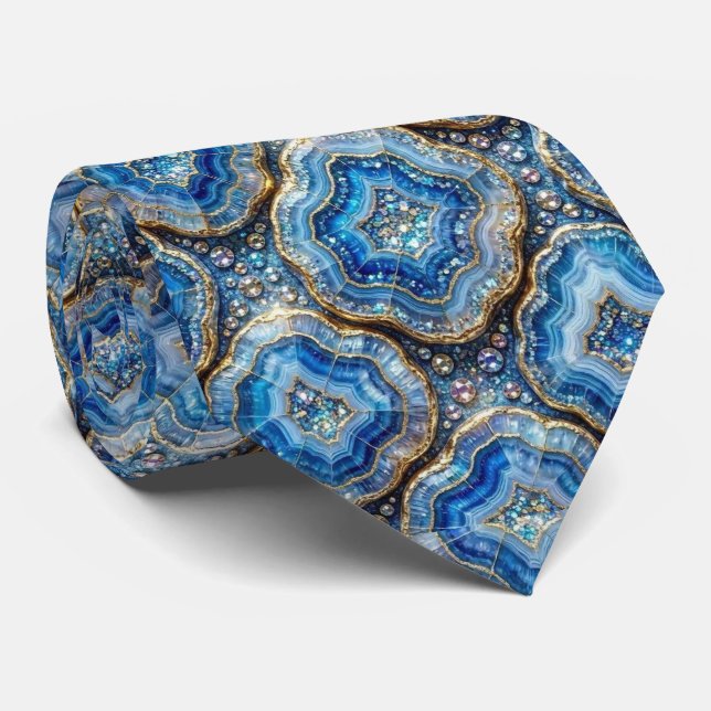 Corbata Bling & Sparkle | Lujozo Collar de Geoda Azul Océa (Enrollado)