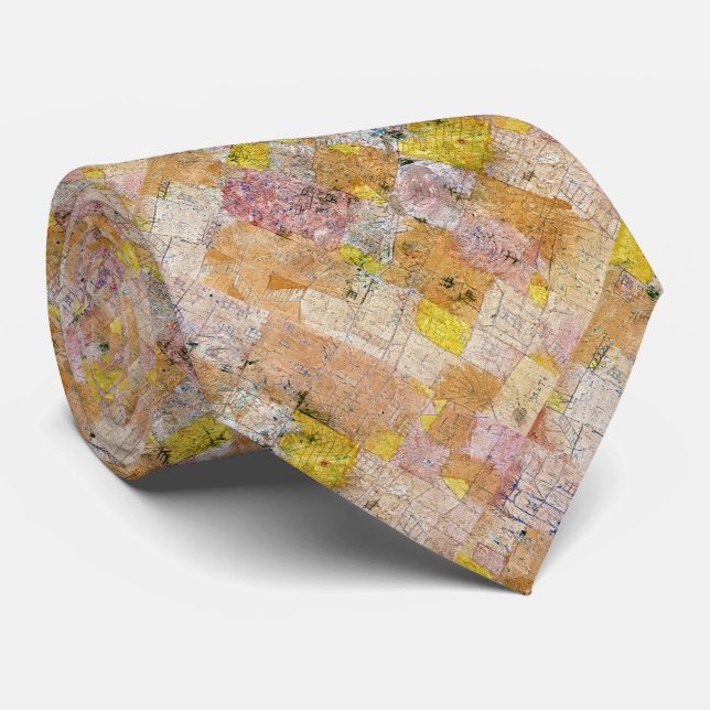 Corbata Bliss Tie suburbano - Arte abstracto de Paul Klee (Enrollado)