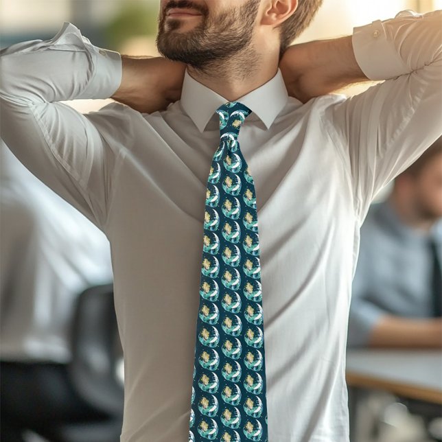 Corbata Blonde Mermaid Moon Fantasy Art Deco (Subido por el creador)