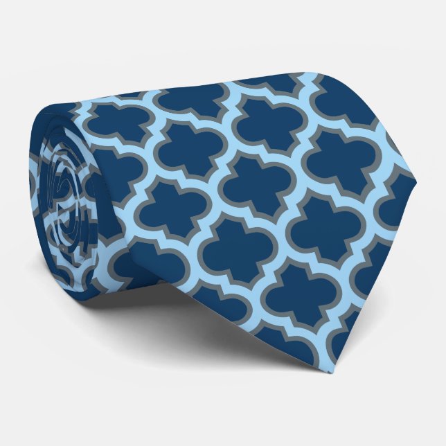 Corbata Blue and Baby Blue Trellis, Lattice, Quatrefoil (Enrollado)