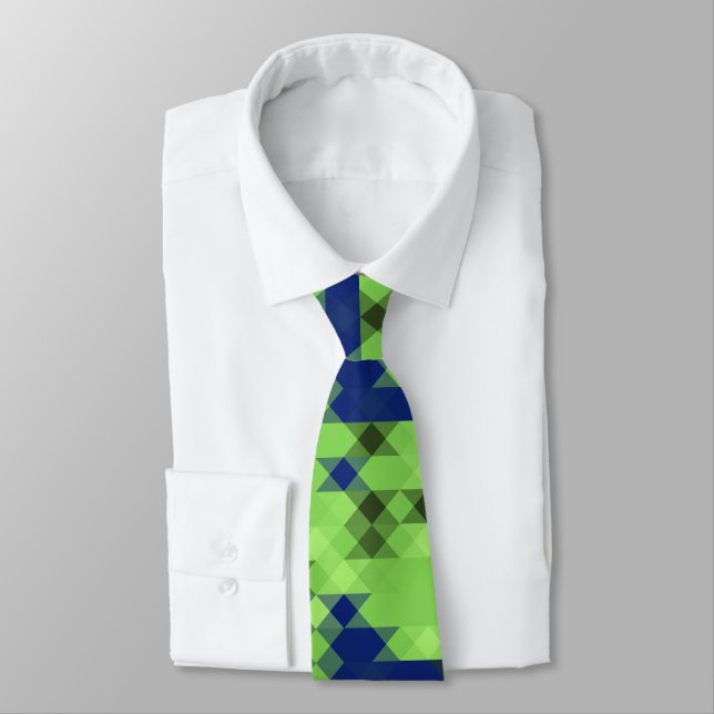 Corbata blue and green geometric pattern (Atado)