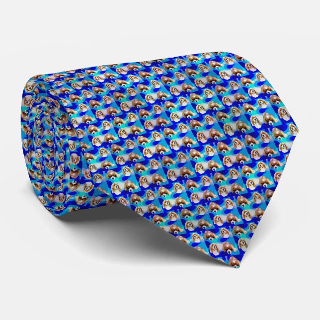 Corbata Blue Cavalier Spaniel Design, (Enrollado)