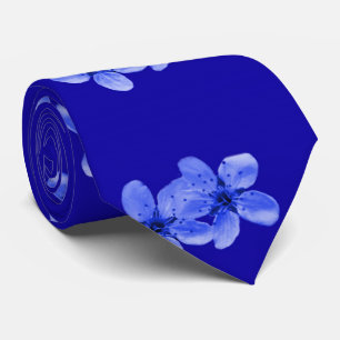 Corbata Blue Cherry Blossoms Pattern,