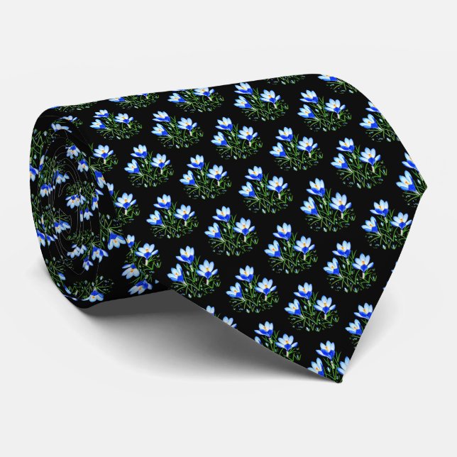 Corbata Blue Crocuses Black Necs Tie (Enrollado)