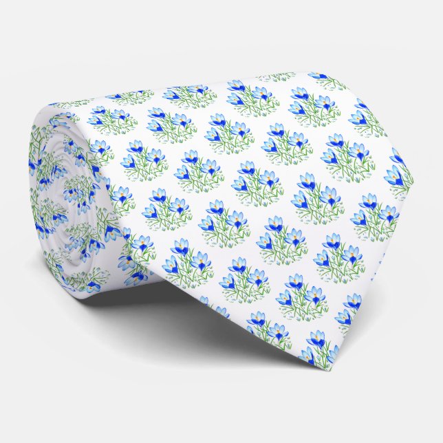 Corbata Blue Crocuses White Necs Tie (Enrollado)