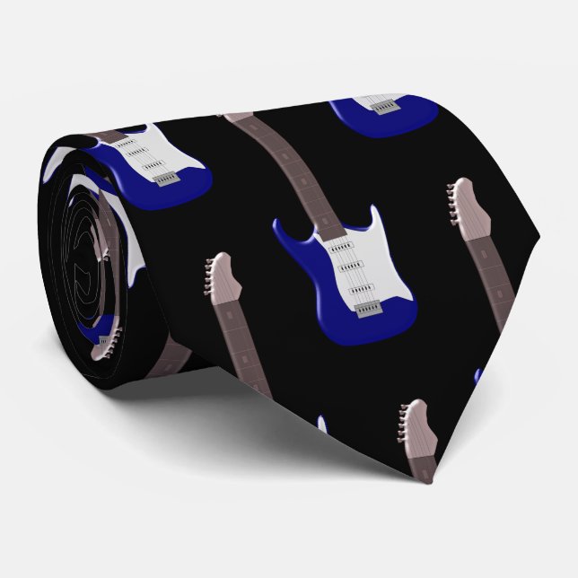 Corbata Blue Electric Guitar Design Neck Tie (Enrollado)