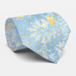 Corbata Blue Flouriand Gold Honeycomb