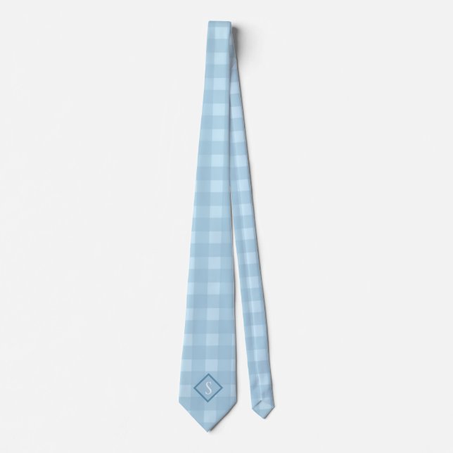 Corbata Blue Gingham Casual Monogram Necktie (Anverso)
