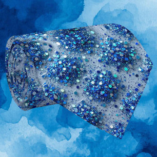 Corbata Blue Glitter Faux Silk Lujo para Caballeros