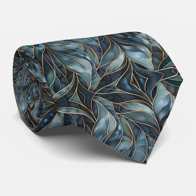 Corbata Blue Gold Abstract Necesario (Enrollado)