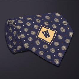 Corbata Blue Gold Golf Ball Icon Necktie