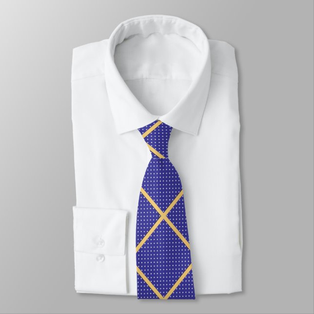 CORBATA BLUE GOLD STAR GRID MENS TIE (Atado)