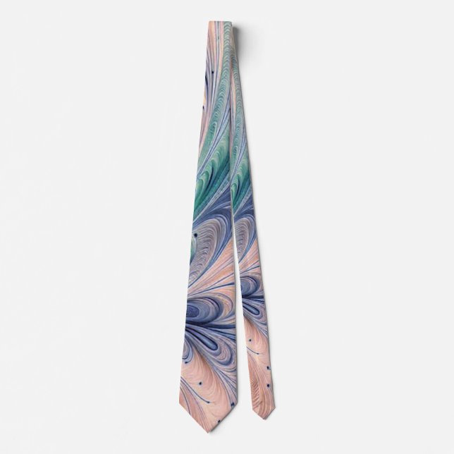 Corbata  blue, green, and peach marbling (Anverso)