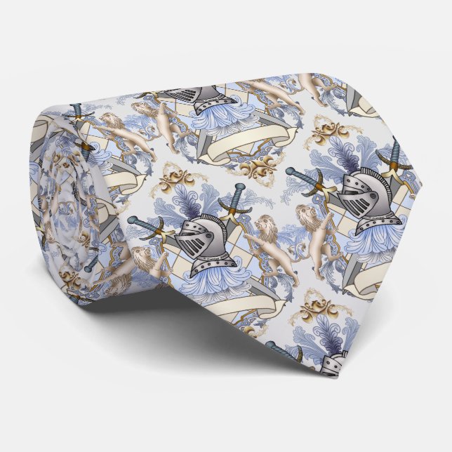 Corbata Blue Knight Family Crest (Enrollado)