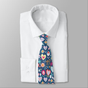 Corbata Blue Love Heart Pattern