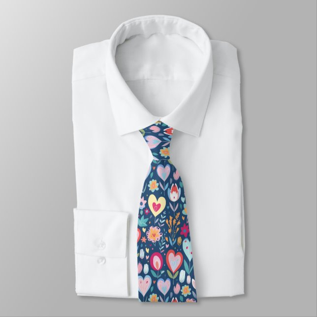 Corbata Blue Love Heart Pattern (Atado)