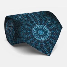 Corbata Blue Mandala Net Retro Hippie Trippy Boho Moda