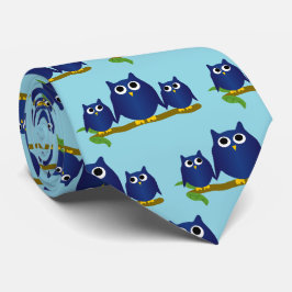 Corbata Blue Owls Design Any Colour Background