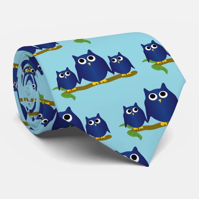 Corbata Blue Owls Design Any Colour Background (Enrollado)