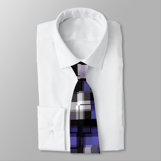 Corbata Blue Purple Black White Trendy (Atado)