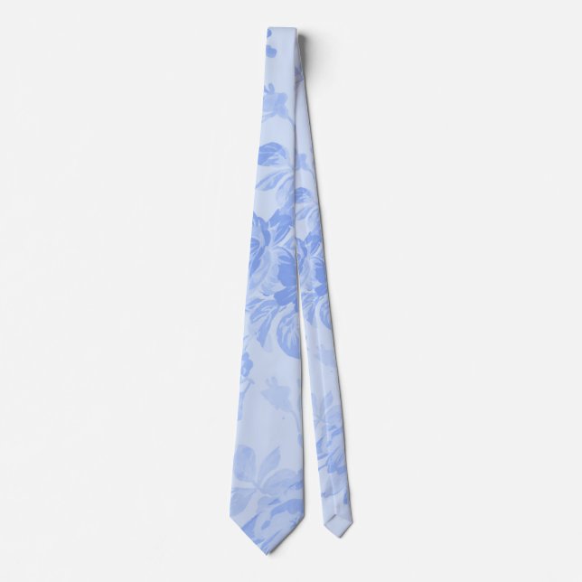 Corbata Blue Serenity Floral Toile Tie de cuello (Anverso)