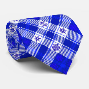 Corbata Blue Snowflake Plaid - Navidades