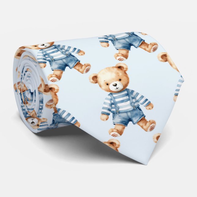 Corbata Blue Teddy Bear (Enrollado)
