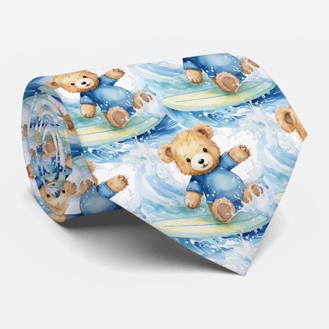 Corbata Blue Teddy Bear Surfing (Enrollado)