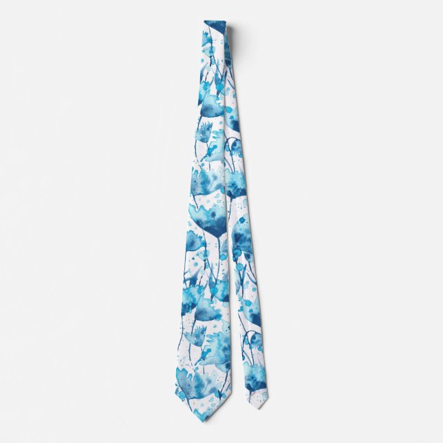 Corbata Blue watercolor flowers (Anverso)