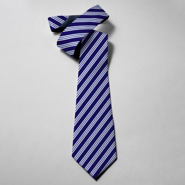 Corbata Blue & White Stripes Elegant Wedding Groomsmen (Subido por el creador)